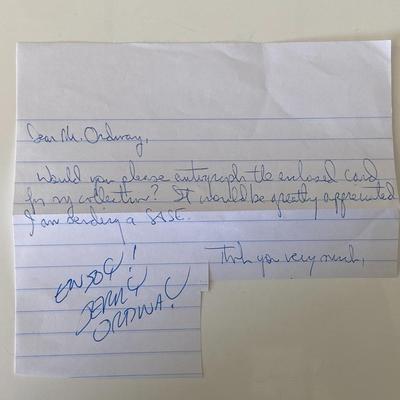 Jerry Ordway signed note