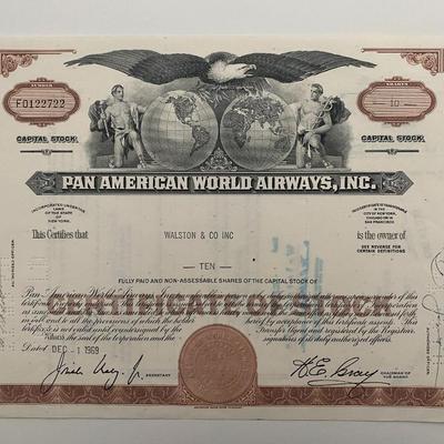 Pan American World Airways, INC Ten Shares Certificate of Stock