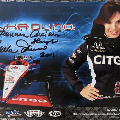 Indy Race Car Driver Milka Duno signed promo card