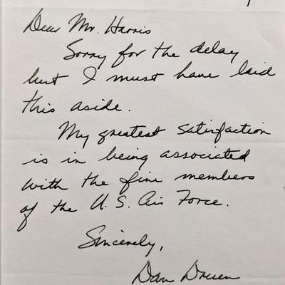 Lieutenant General Walter D. Druen Jr. handwritten and signed letter