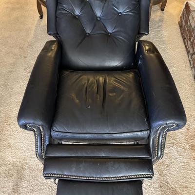 Hancock and Moore Brown Leather Tufted Recliner Accent Chair