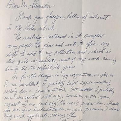 Sydney Leff signed letter