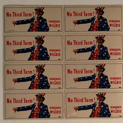 Democrats for Willkie stamp sheet