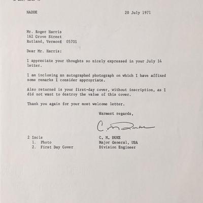 WW2 military Major general Duke signed letter