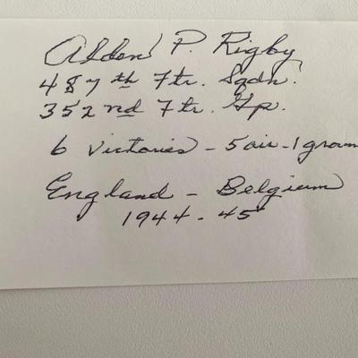 Alden P. Rigby signed note