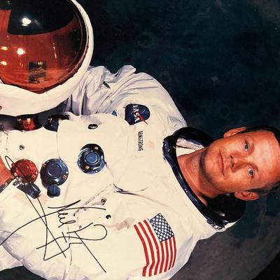 Neil Armstrong facsimile signed photo. 8x10 inches