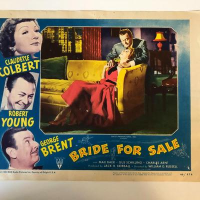 Bride for Sale original 1949 vintage lobby card