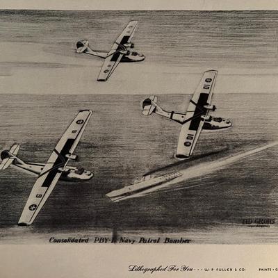 WW2 Navy Patrol litho. 8x10 inches