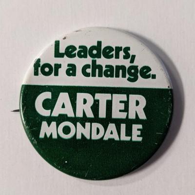 Carter Mondale Leaders For A Change Presidential Vintage Campaign Pin