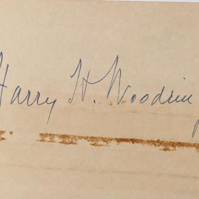 Sec. of War Cabinet Harry H. Woodring autograph