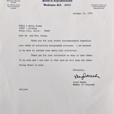 Congressman Edwin Lloyd Meeds signed letter