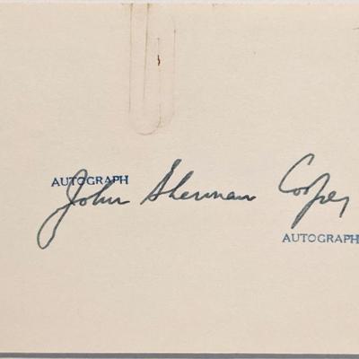 Senator John Sherman Cooper autograph.