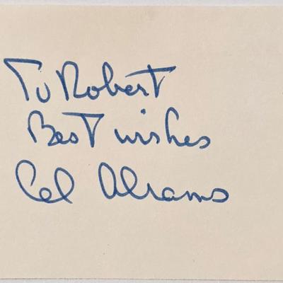 Sportswriter Al Abrams signed note