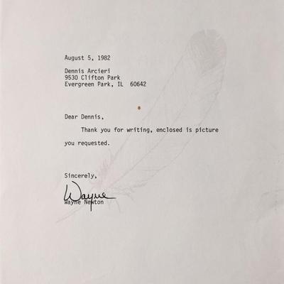 Wayne Newton signed letter