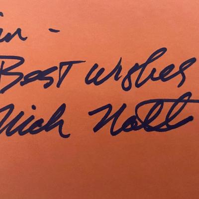 48 Hours star Nick Nolte signed note