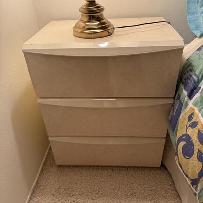 3-Drawer Nightstand Beige Bedroom Furniture 29" Tall