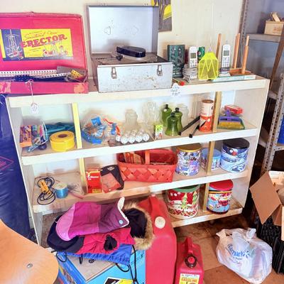 Sale Photo Thumbnail #36: - Tall metal shelf stays 
- White table on right is ours and the shelving in it isn’t included as well. 
- Shelf screwed into wall are not included. 

NO CHERRY PICKING or taking ONLY the items you want and leaving the rest! Please arrive with enough ti