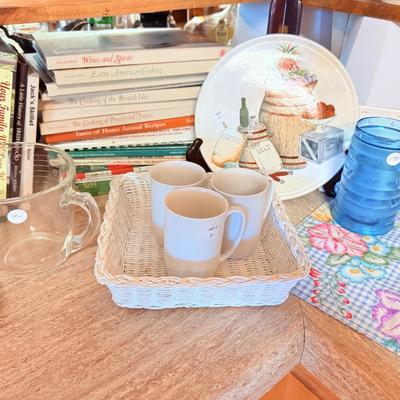 Sale Photo Thumbnail #45: - Shelving is not included. 
In the photo top left shelf has items on it that face the other direction. Those are included in the other lot. They are bar items and are part of the decanter lot. So top wood shelf in the far left of the main photo. 

NO CHE