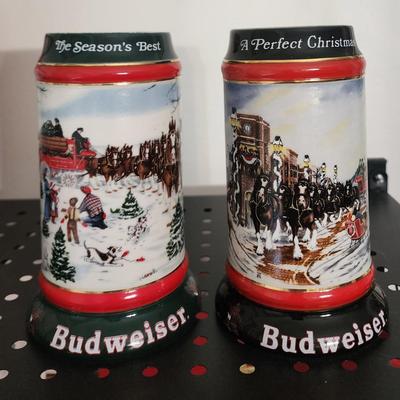 Sale Photo Thumbnail #66: 2 Budweiser Christmas Collector Steins