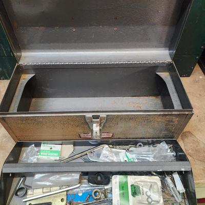 Sale Photo Thumbnail #159: Craftsman Metal Toolbox w/gray tray 16 1/2"L x 7"D x 6 1/2"H (includes items inside)