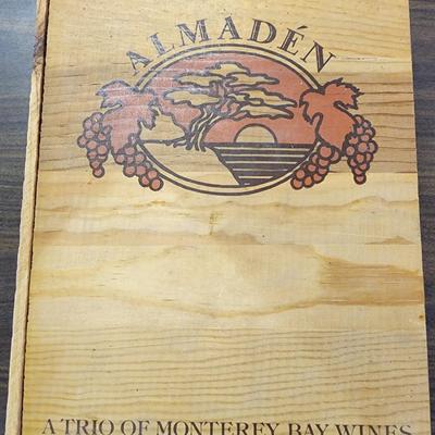 Sale Photo Thumbnail #207: Lawrence Winery wooden wine crate and Almaden Monterey Bay Wines crate