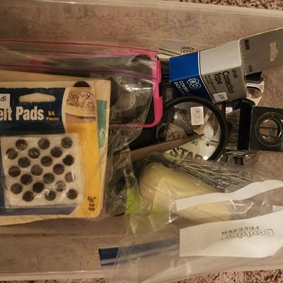 Sale Photo Thumbnail #320: Lot of office supplies - magnifier, binder clips, paper clips, index card file boxes, scissors, staples, letter opener, pens, pencils, etc. (containers not included)