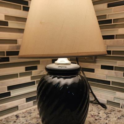 Sale Photo Thumbnail #555: Small black ceramic lamp w/shade