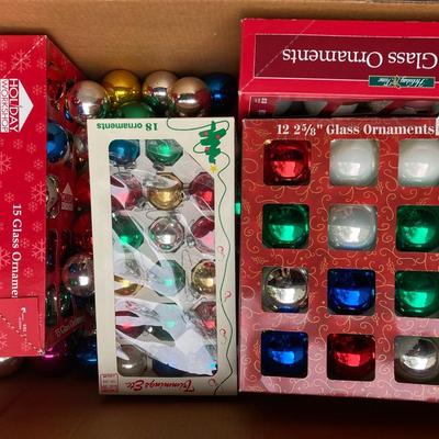 Assorted glass ornaments