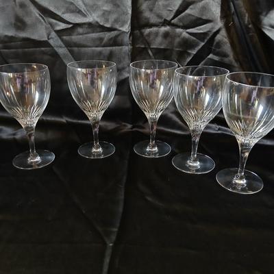 Set of 5 Elegant Tiffin-Franciscan Oaklawn Cut Crystal Wine Glasses