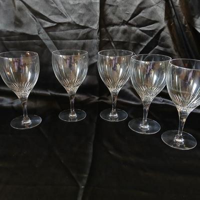 Set of 5 Elegant Tiffin-Franciscan Oaklawn Cut Crystal Wine Glasses