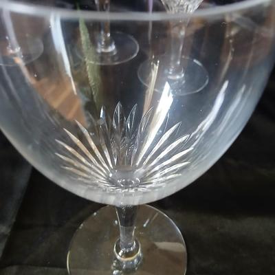 Set of 5 elegant Tiffin-Franciscan Oaklawn Cut Crystal Wine Glasses