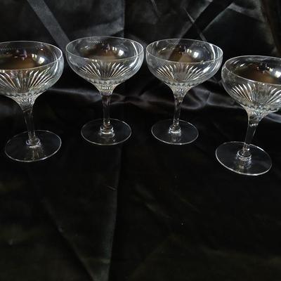 Set of 4 Tiffin-Franciscan Oaklawn Crystal Champagne Coupes