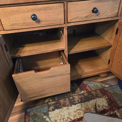 Beautiful Mission-Style Secretary Desk / Cabinet with Slate Inlay