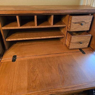 Beautiful Mission-Style Secretary Desk / Cabinet with Slate Inlay