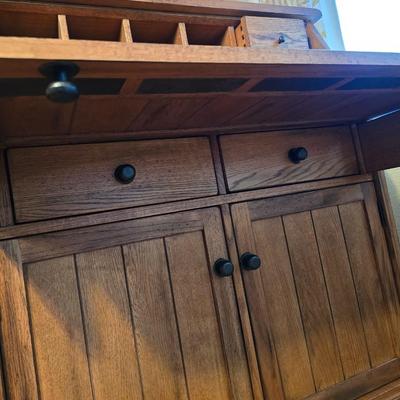 Beautiful Mission-Style Secretary Desk / Cabinet with Slate Inlay