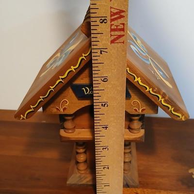 Lot of 3 Swedish Folk Art-Inspired Wood Décor Items – “Välkommen” Chalet, Windmill & Doll