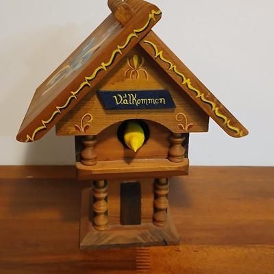 Lot of 3 Swedish Folk Art-Inspired Wood Décor Items – “Välkommen” Chalet, Windmill & Doll