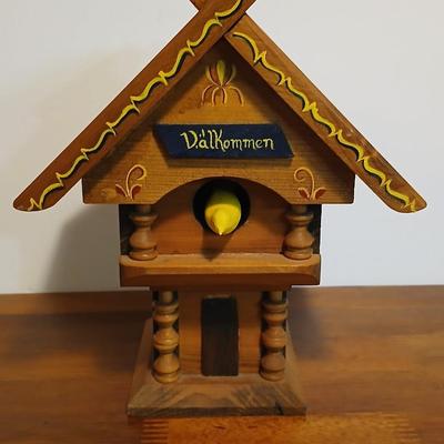 Lot of 3 Swedish Folk Art-Inspired Wood Décor Items – “Välkommen” Chalet, Windmill & Doll