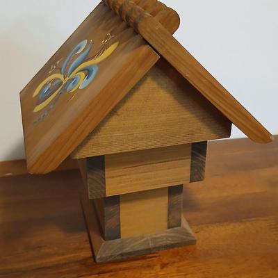 Lot of 3 Swedish Folk Art-Inspired Wood Décor Items – “Välkommen” Chalet, Windmill & Doll