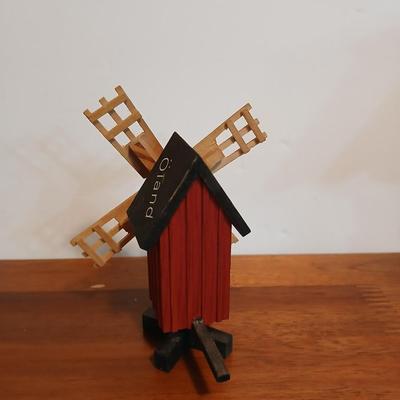 Lot of 3 Swedish Folk Art-Inspired Wood Décor Items – “Välkommen” Chalet, Windmill & Doll