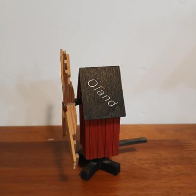 Lot of 3 Swedish Folk Art-Inspired Wood Décor Items – “Välkommen” Chalet, Windmill & Doll