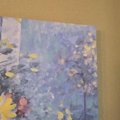 Canvass Floral Wall Art & Faux Flower Arrangement – Spring Decor Pair