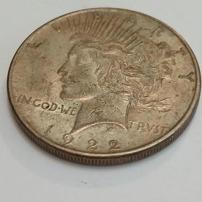 Two 1922 Peace Silver Dollars