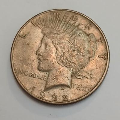 Two 1922 Peace Silver Dollars