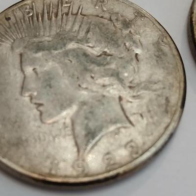 Two 1923 Peace Silver Dollars