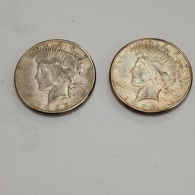 Two 1923 Peace Silver Dollars