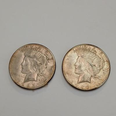 Two 1923 Peace Silver Dollars
