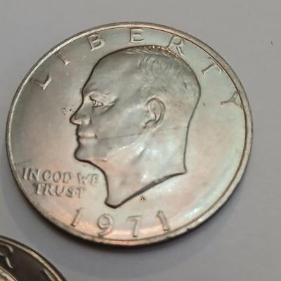 Lot of 3 Eisenhower Dollars – 1971, 1974-D, 1977 – Circulated