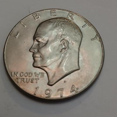 Lot of 3 Eisenhower Dollars – 1971, 1974-D, 1977 – Circulated