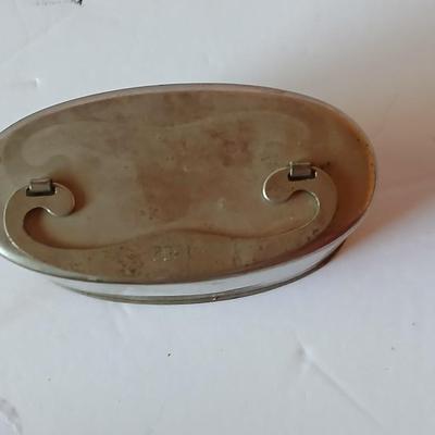First National Bank Greeley Colorado Metal Coin Bank & Mid-Century Glazed Ashtray